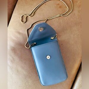 Vegan Leather Grey-Blue Shoulder Bag – Excellent Condition